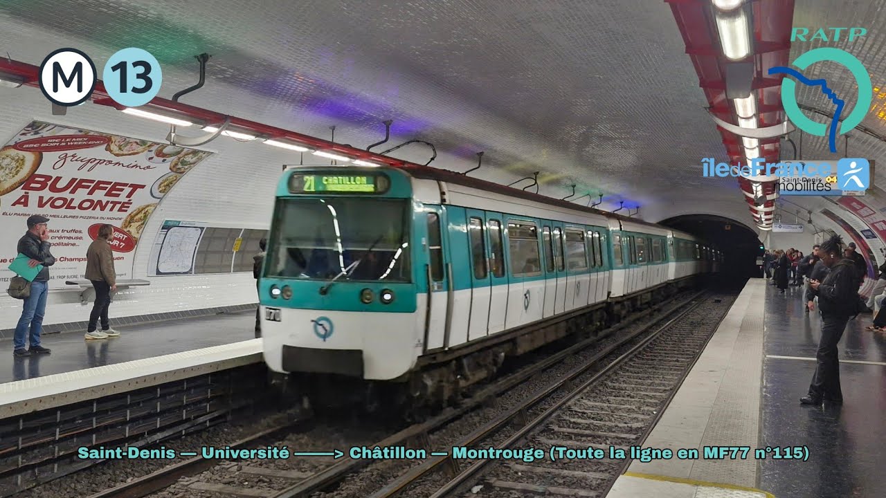 [Métro ligne 13 RATP] MF77 n°115 – Saint-Denis – Université à Châtillon – Montrouge #ratp #mf77 