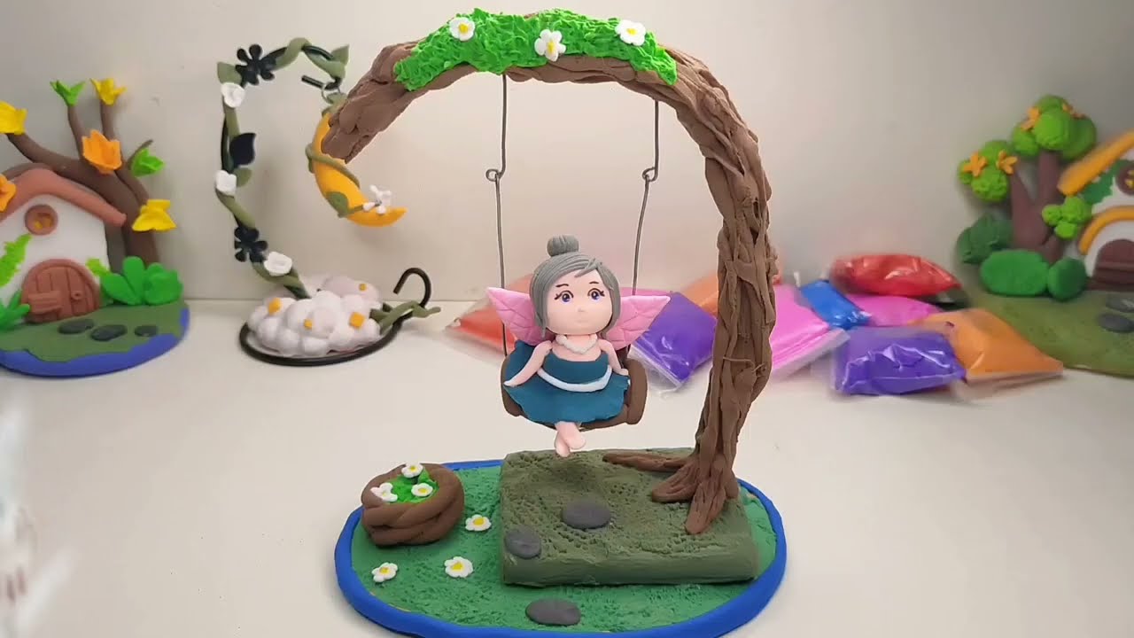 DIY Clay Fairy Showpiece | Cute Clay Fairy | Clay Craft | Clay Swing | Home/Room Decorating Ideas |