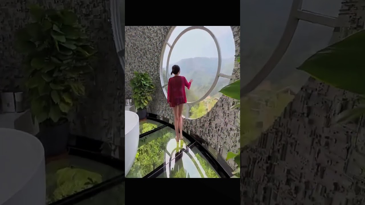 Woman's Unique Home Design: Glass Floor and Mountain Views#homedesign #glassfloor