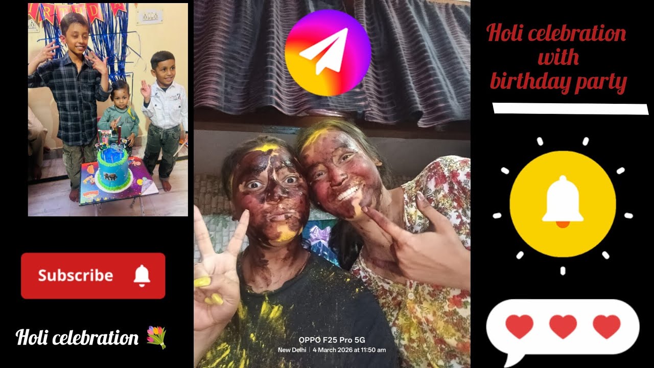  (2k26 )Holi celebration with a birthday party 🎉 #holispecial #birthdaycelebration #energetic #vlog 
