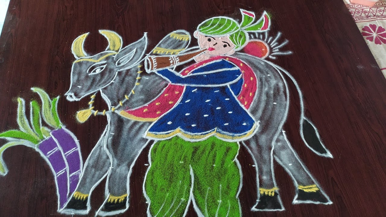 Sankranthi chukkala muggulu..7 to 7 dots.. Mattu pongal kolam.. रंगोली बनाना सिखाओ.टिपक्याची रंगोली