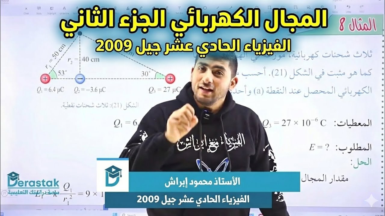 الفيزياء الحادي عشر || جيل 2009 || المجال الكهربائي الجزء الثاني || أ.محمود ابراش ❤️