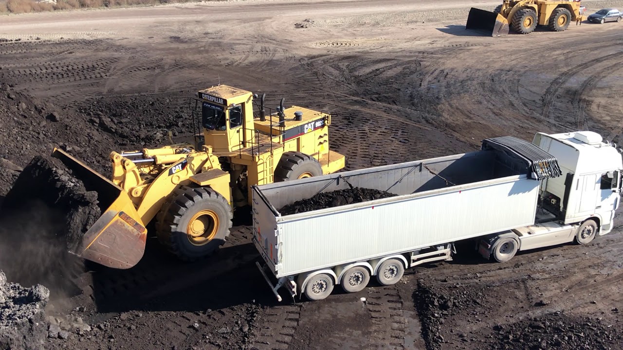 Caterpillar 992C Wheel Loader Loading Coal On Trucks - S.G.M Melidis
