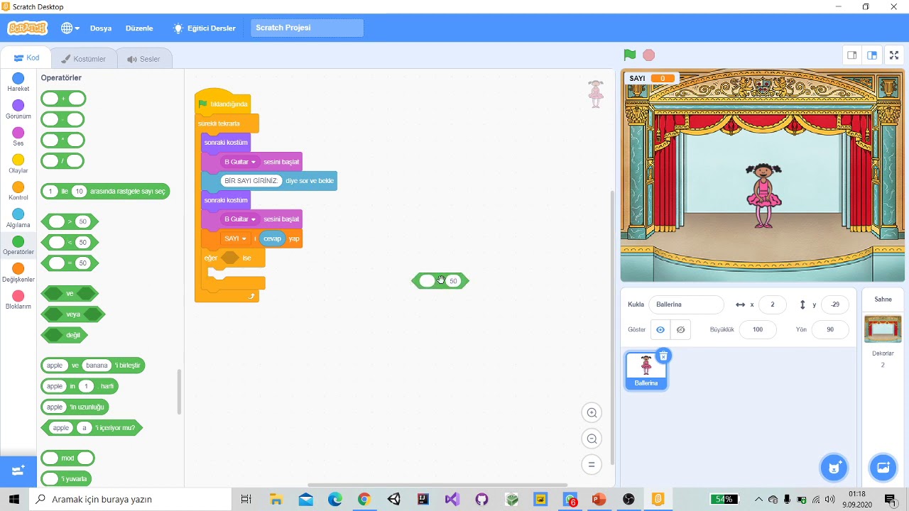 Scratch ile Girilen Sayının Pozitif, Negatif Veya Sıfır Olduğunun Bulunması