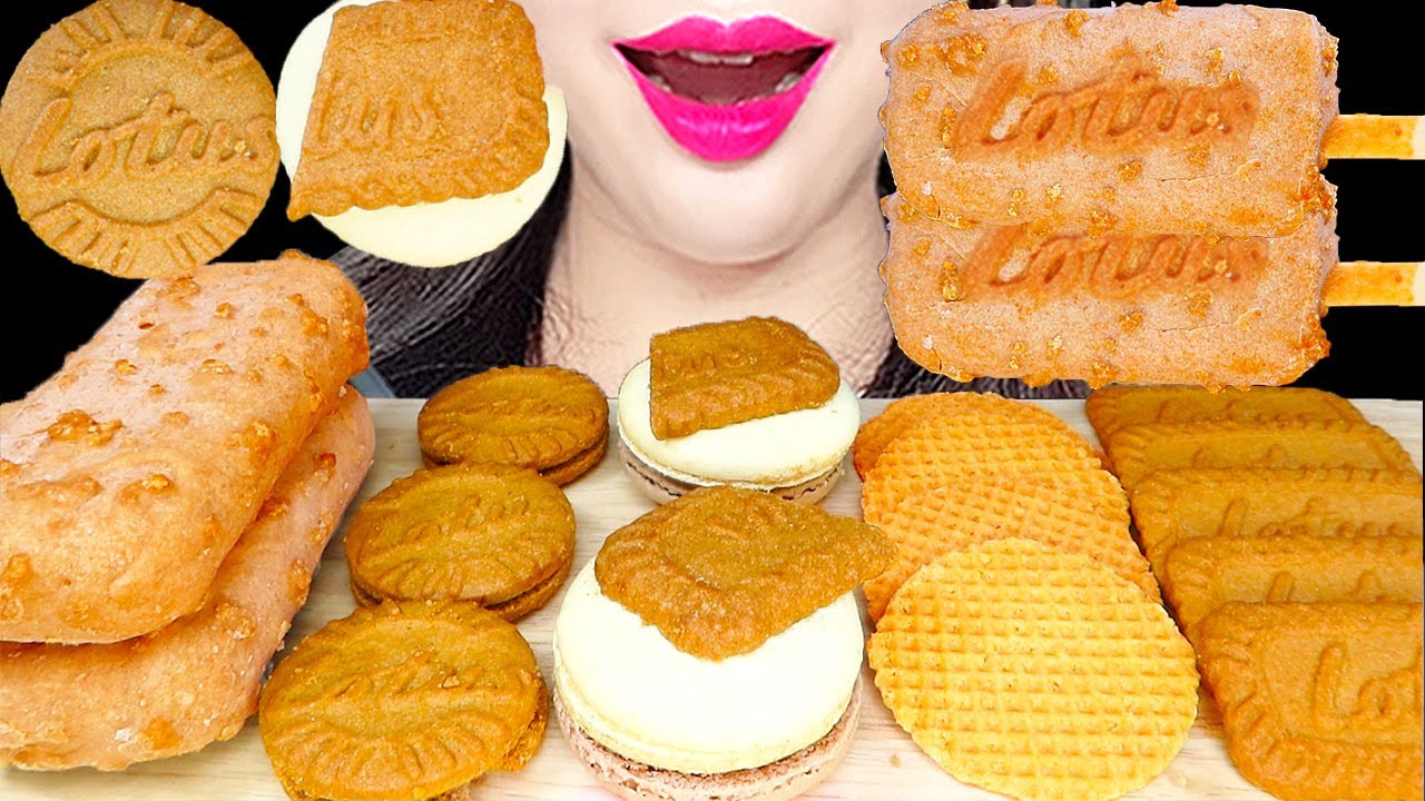 ASMR LOTUS ICE CREAM BAR, CONE,  MACARON 로투스 아이스크림, 로투스 쿠키, 로투스 마카롱 먹방 EATING SOUNDS