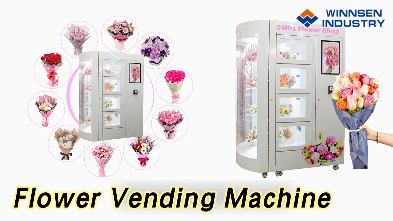 Fresh Flower Vending Machine Steel 24 Hours Outdoor High Capacity