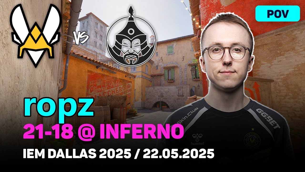 CS2 POV Vitality ropz (21/18) vs TheMongolz (inferno) @ IEM Dallas 2025 | May 22, 2025