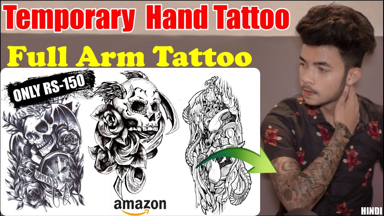 Full Arm Temporary Tattoo for Men and Women | How to make Temporary Tattoo (Hindi)