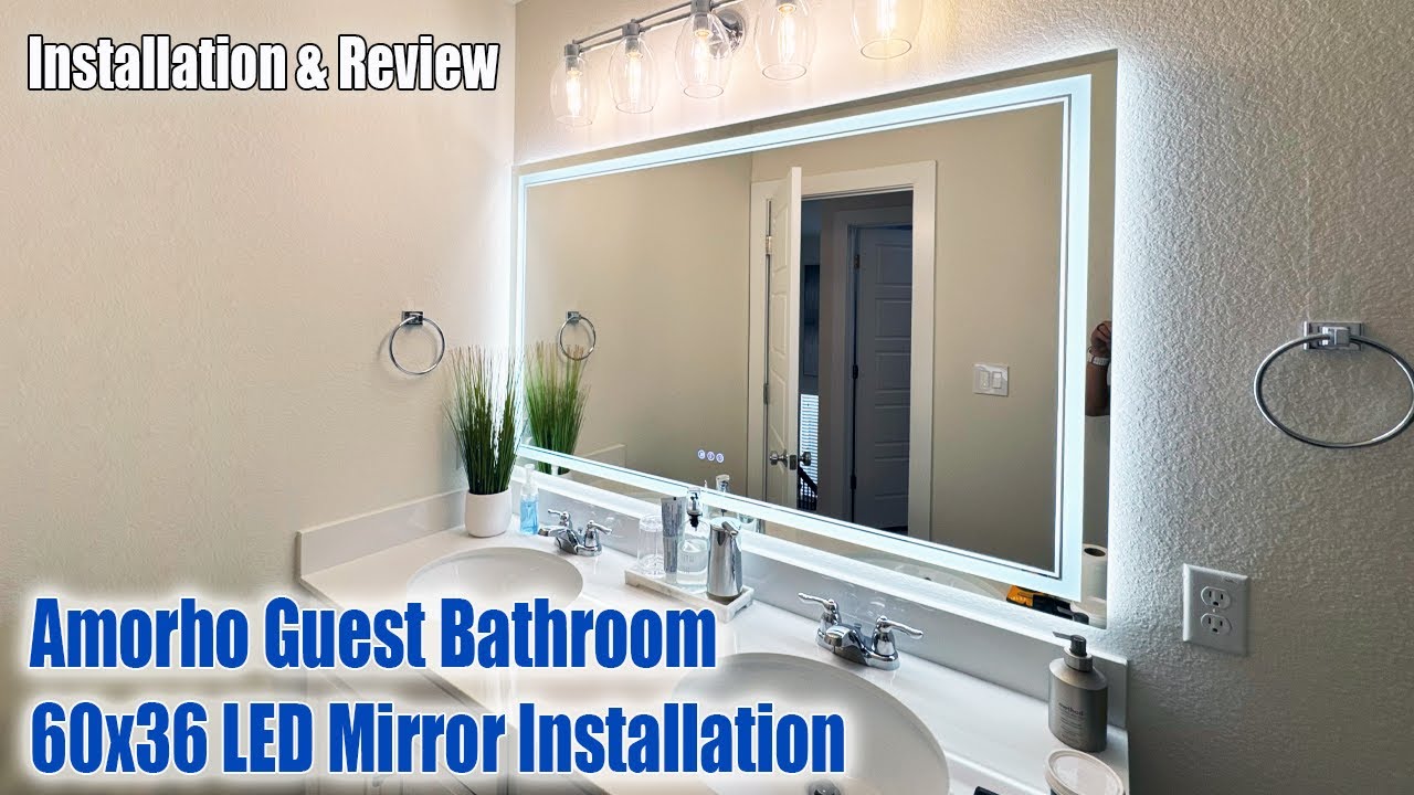 Beautiful Amorho 60x36 LED Guest Bathroom Mirror Install & Review