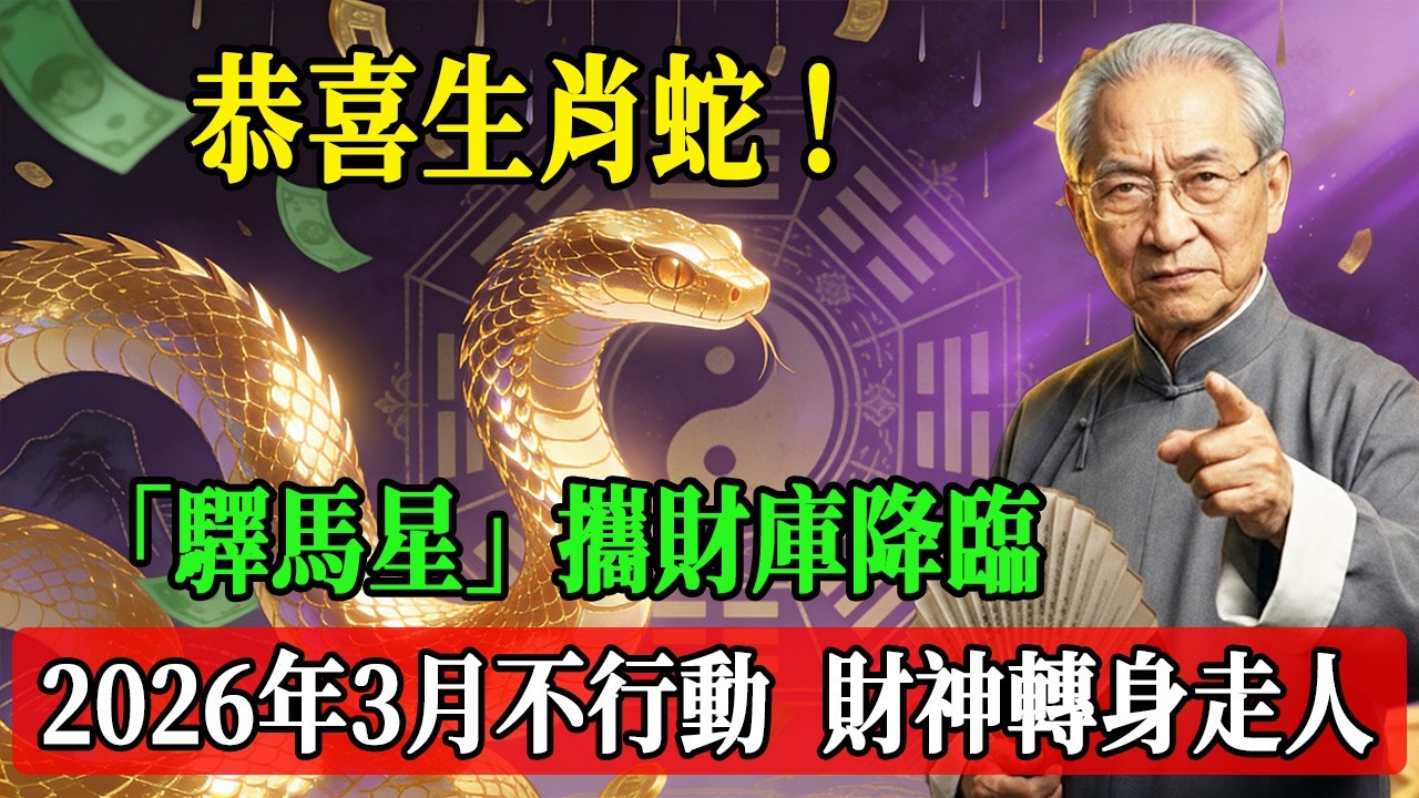 恭喜生肖蛇！「驛馬星」攜財庫降臨，2026年3月不行動，財神轉身走人！#南懷瑾  #國學 #易經 #開運 #招財#風水 #2026運勢#屬相 #生肖運勢#生肖命理