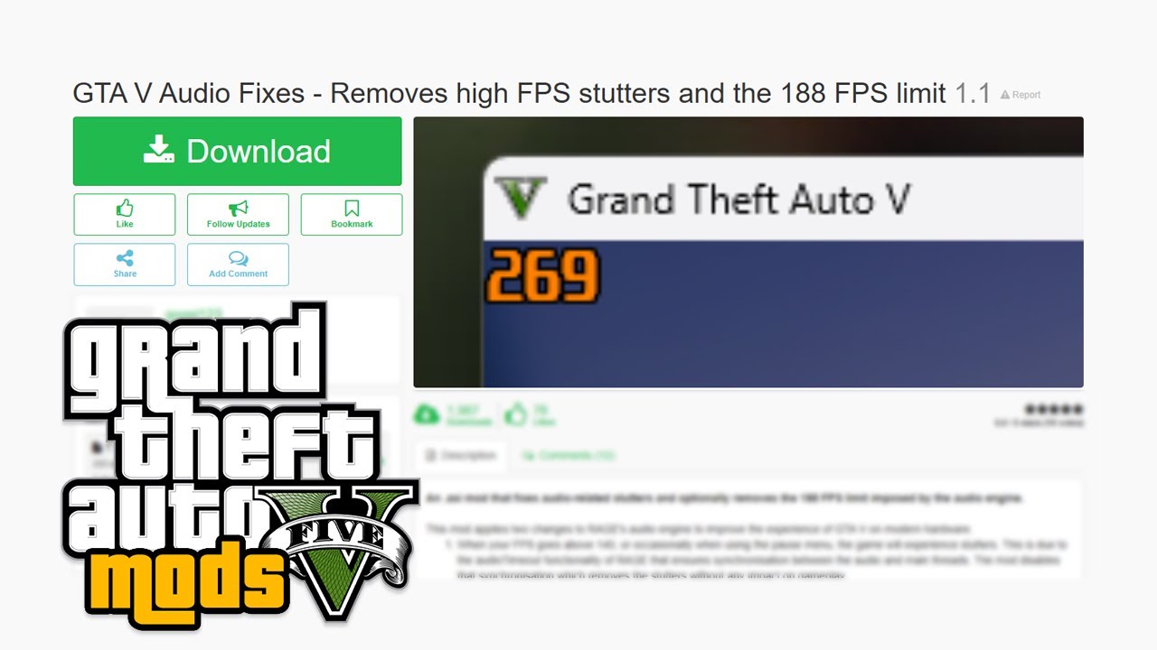 How to Fix High-FPS Stutters & Remove Locked FPS Limit (GTA V Audio Fixes) GTA 5 MODS