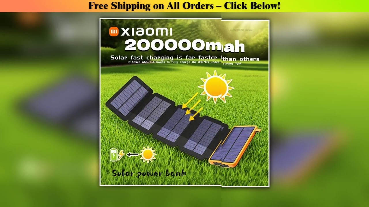 Xiaomi Solar Power Bank 20000mAh with 4 Solar Panel Wireless Charger Powerbank for iPhone 15