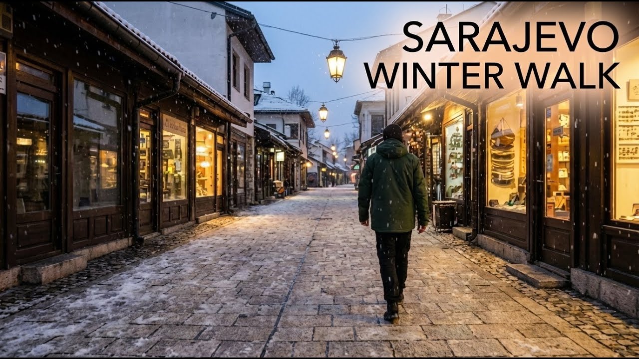 Enjoy this Winter walk through Old Town in Sarajevo.
