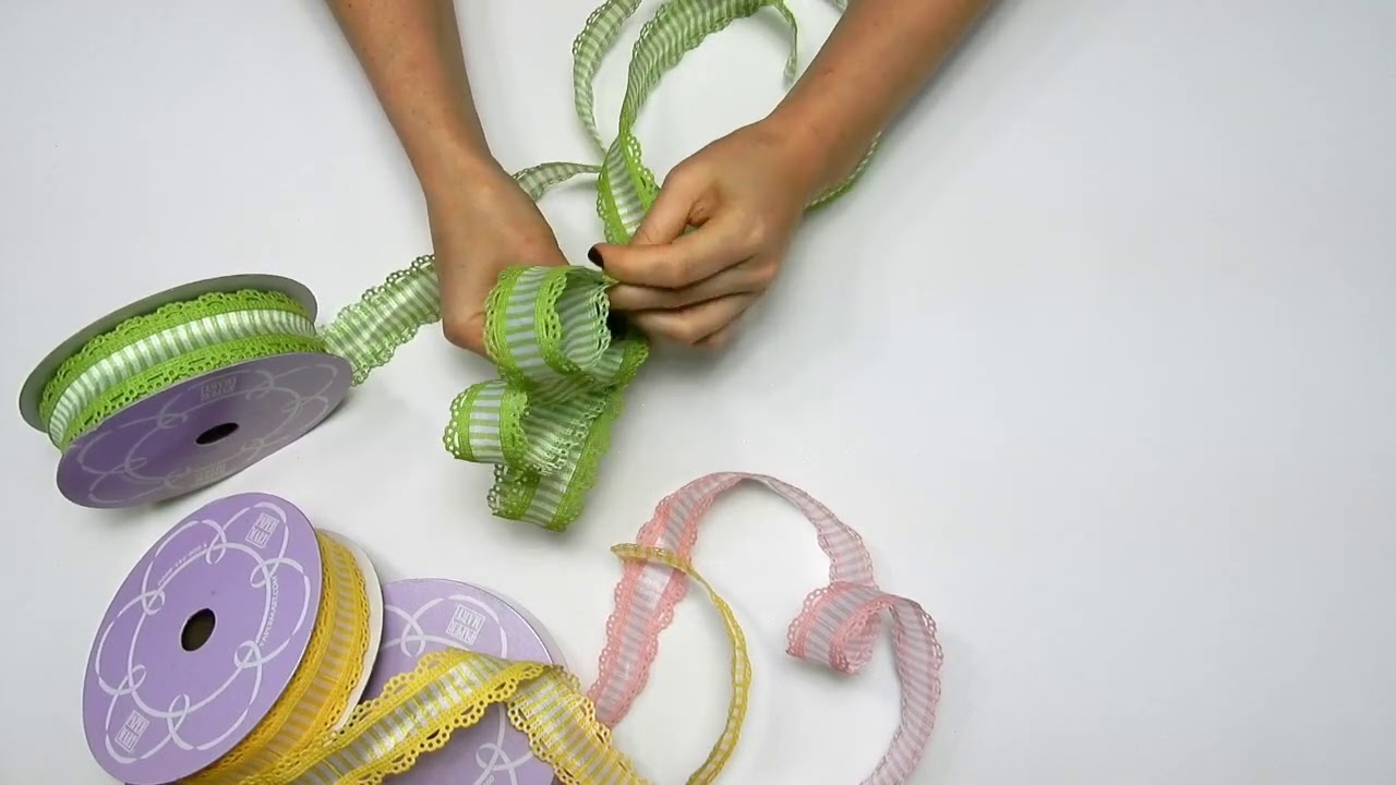 Striped With Lace Edge Wired Ribbon Item # 57961503
