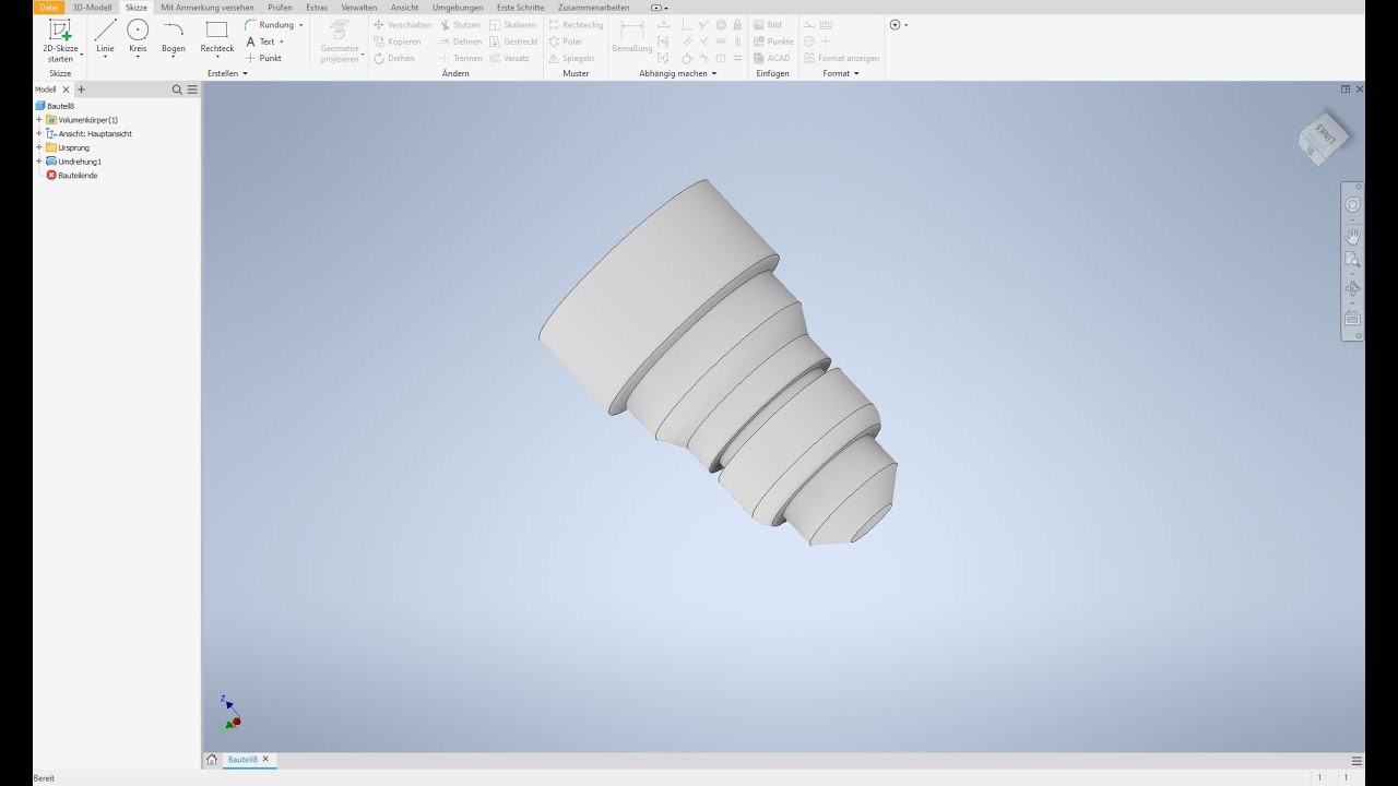 Tutorial Drehkörper / Rotationskörper Inventor