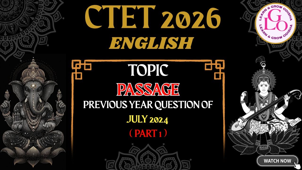 PREVIOUS YEAR QUESTION OF JULY 2024 ( PART 1 ) ||  ENGLISH ( PASSAGE ) || CTET 2026