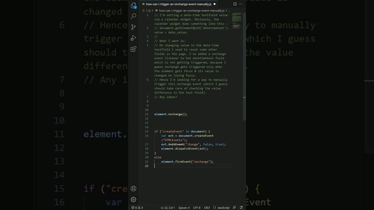 javascript - How can I trigger an onchange event manually?