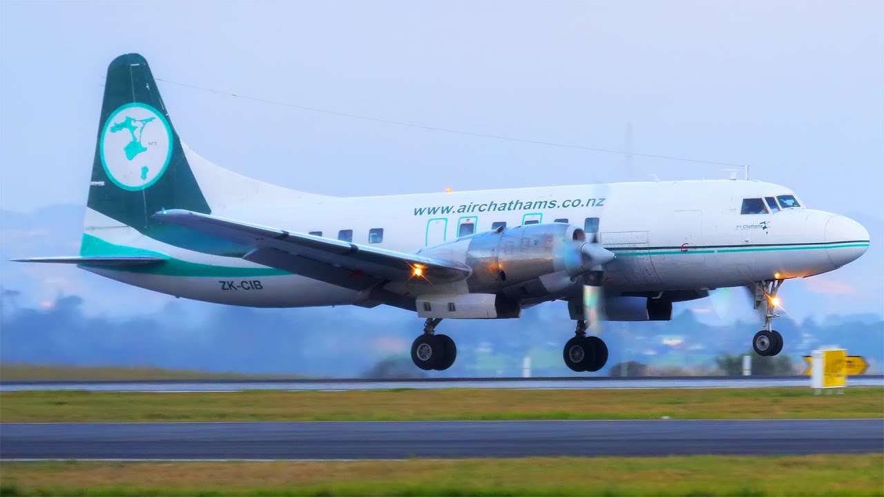 WORLD'S LAST PASSENGER CV-580 FLIGHT Air Chathams Convair 580 Landing | Auckland Airport (AKL/NZAA)
