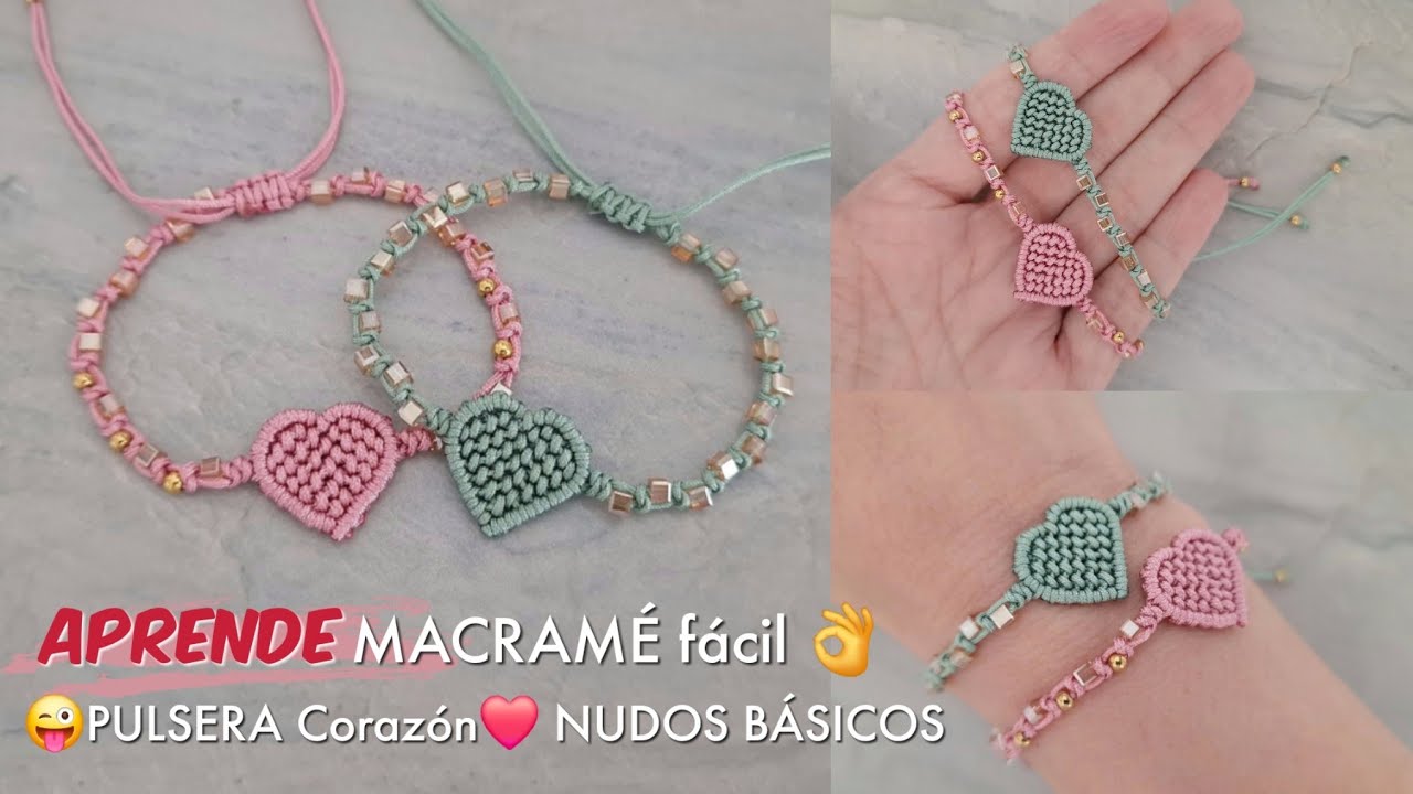😍❤️Como hacer PULSERA FÁCIL Y RÁPIDO EN MACRAMÉ CON CORAZÓN | PULSERA EN MACRAMÉ PARA PRINCIPIANTES