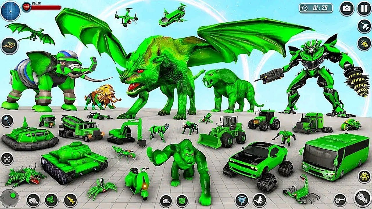 🦖Dino Robot Jet Bike Car Transformation Game Dinosaur Fighting Tank in City - Android Gameplay.