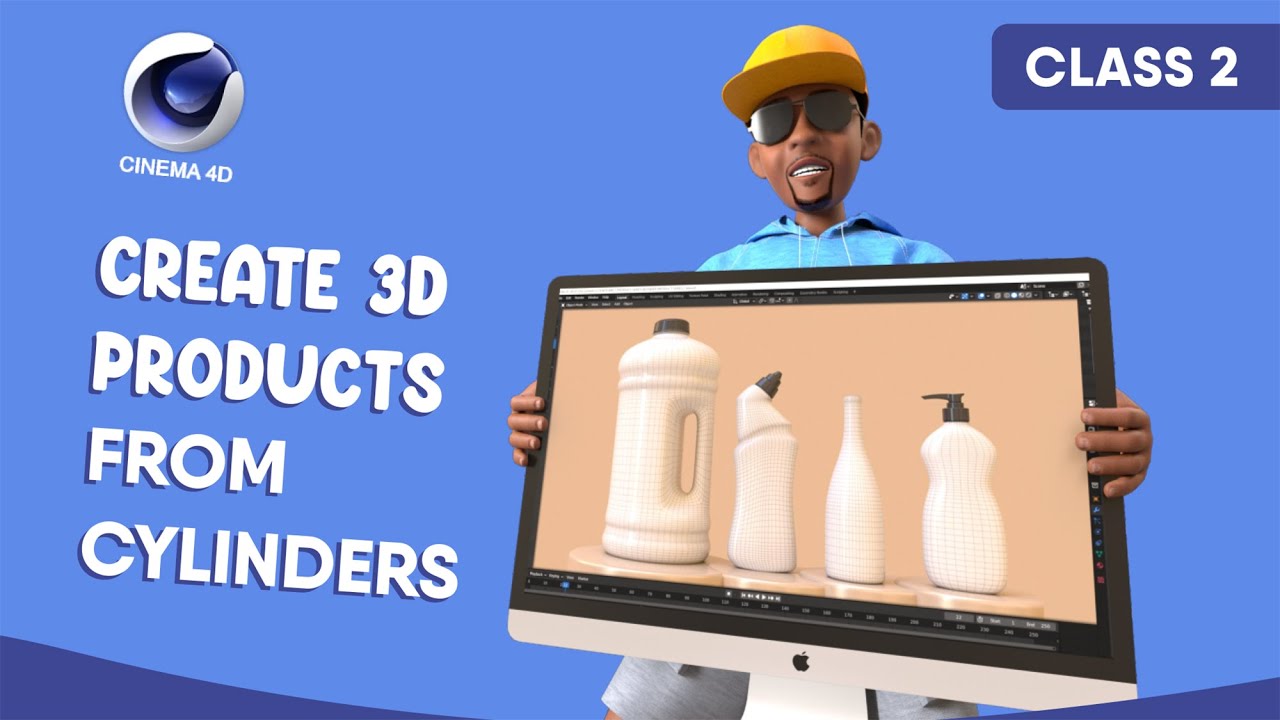 Cinema4D Class 2 | Create four 3D Products From Cylinders | 3D Modeling for Beginners
