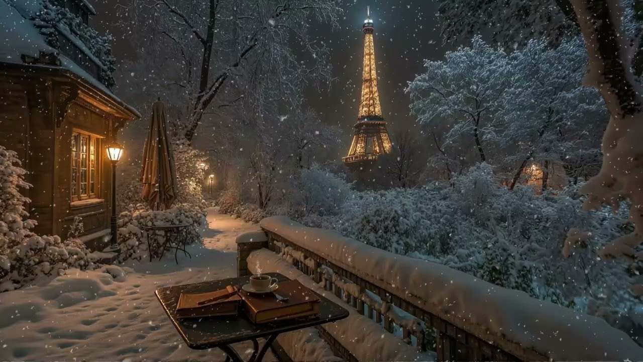 A Melancholic Winter by the Paris Balcony as the Snowflakes Fall | Dark Academia for Calm & Focus