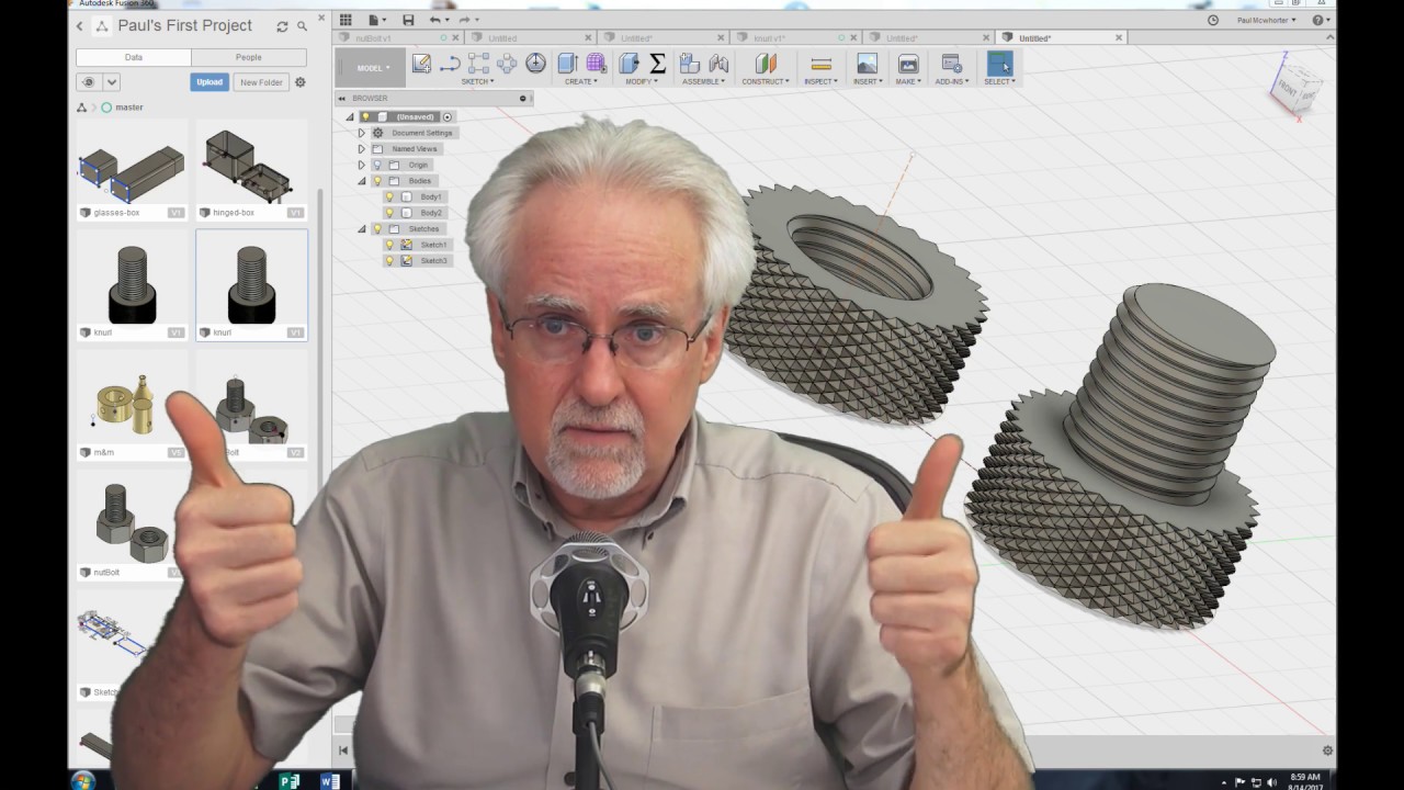 Learn Fusion 360 or Die Trying LESSON 8: Design Knurled Nut and Bolt for 3D Printer