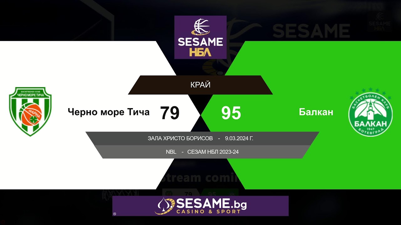 Черно море Тича - Балкан | НБЛ | Редовен сезон | Кръг 25 09.03.2024