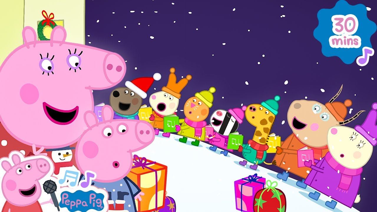 Who's At The Door? Carol Singers! ☃️🎵 Christmas Songs with Peppa Pig 🐷🎶 Peppa Pig Cartoon XMAS Songs