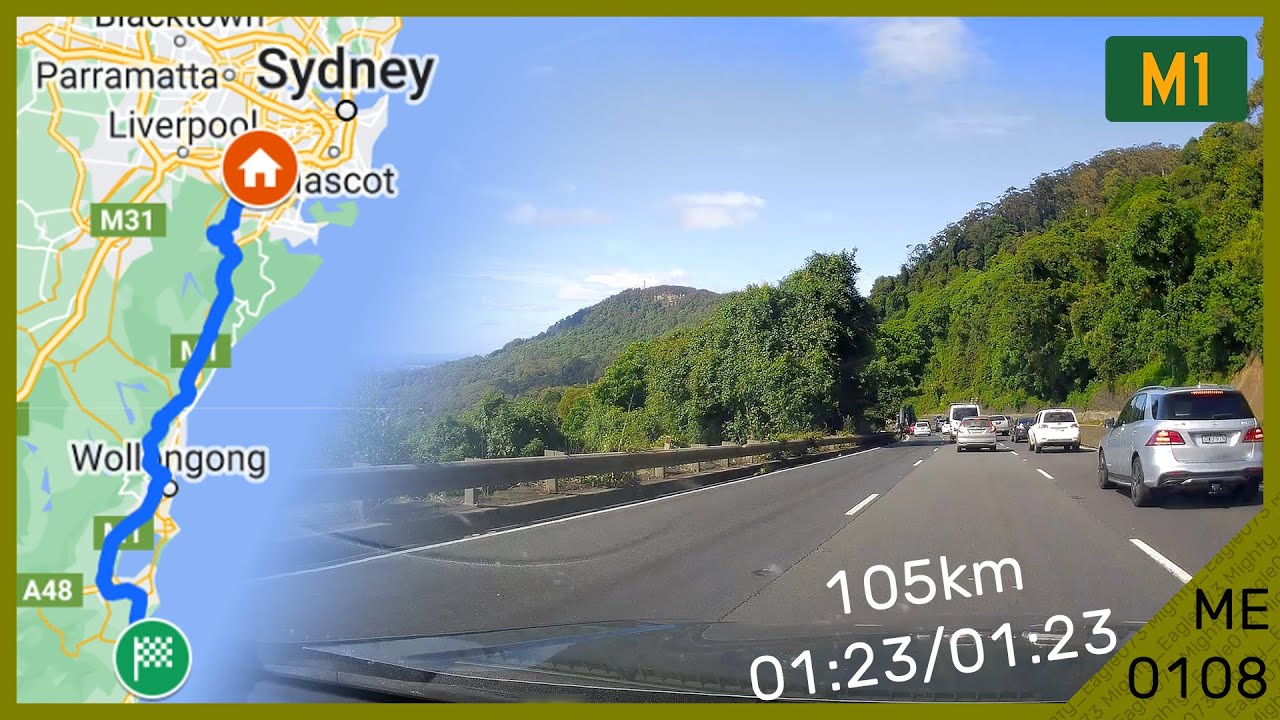 Sydney to Kiama In Real Time! (via M1 Princes Motorway)