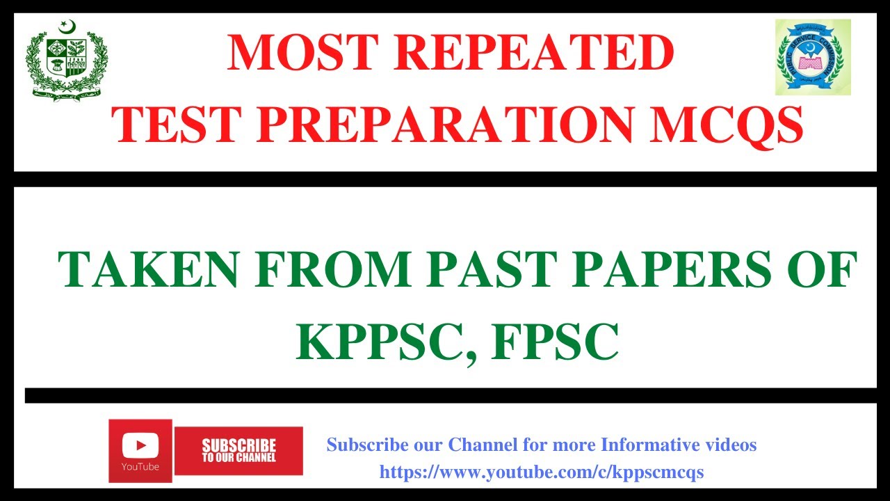 Most Repeated |Test Preparation Mcqs | Past paper | KPPSC | FPSC