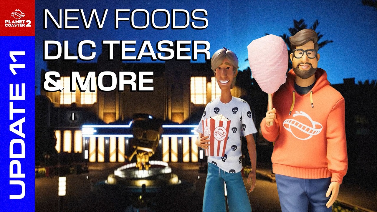 Queue time boards and popcorn! Plus a DLC teaser... Planet Coaster 2 Update 11