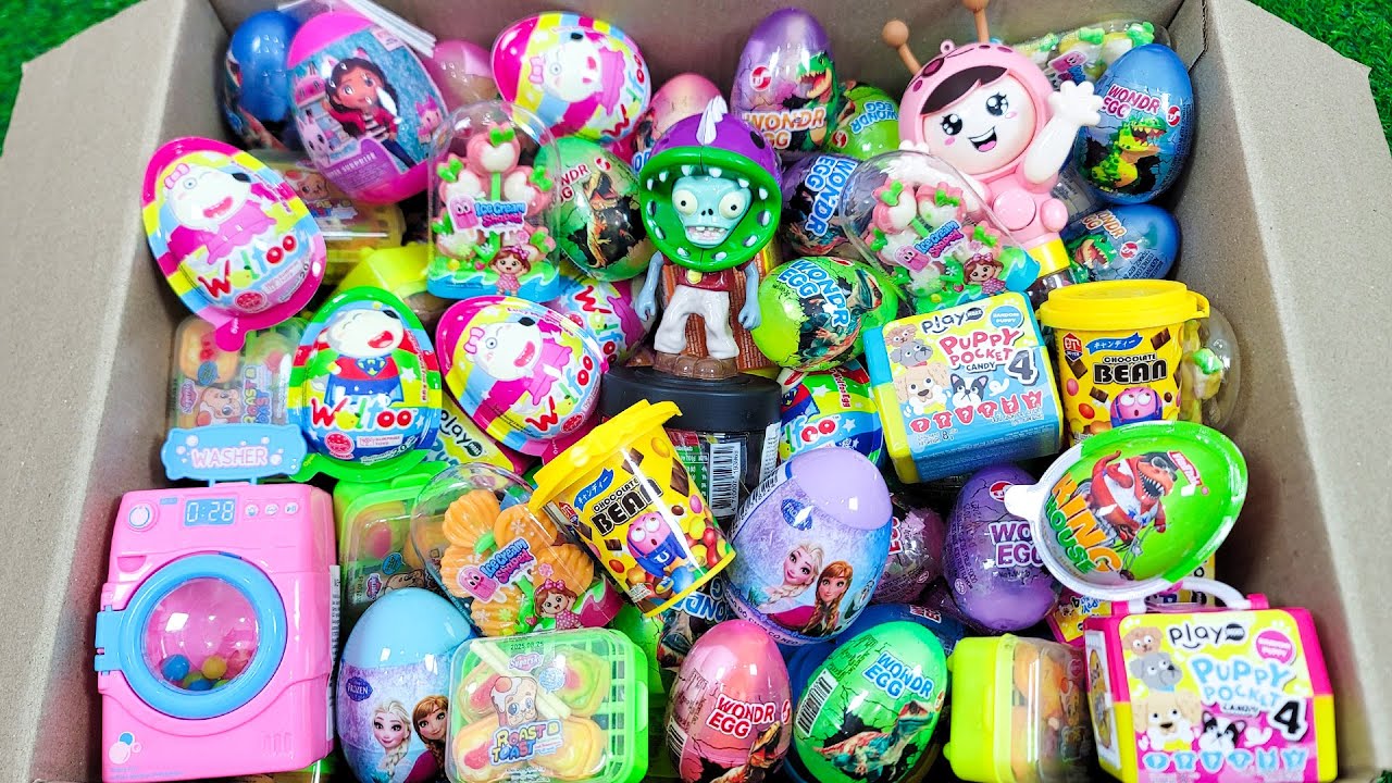 Unpacking Box Full Of Surprise Egg, Dinosaur Egg, Gummy Ball with Discover Toy Inside | ASMR
