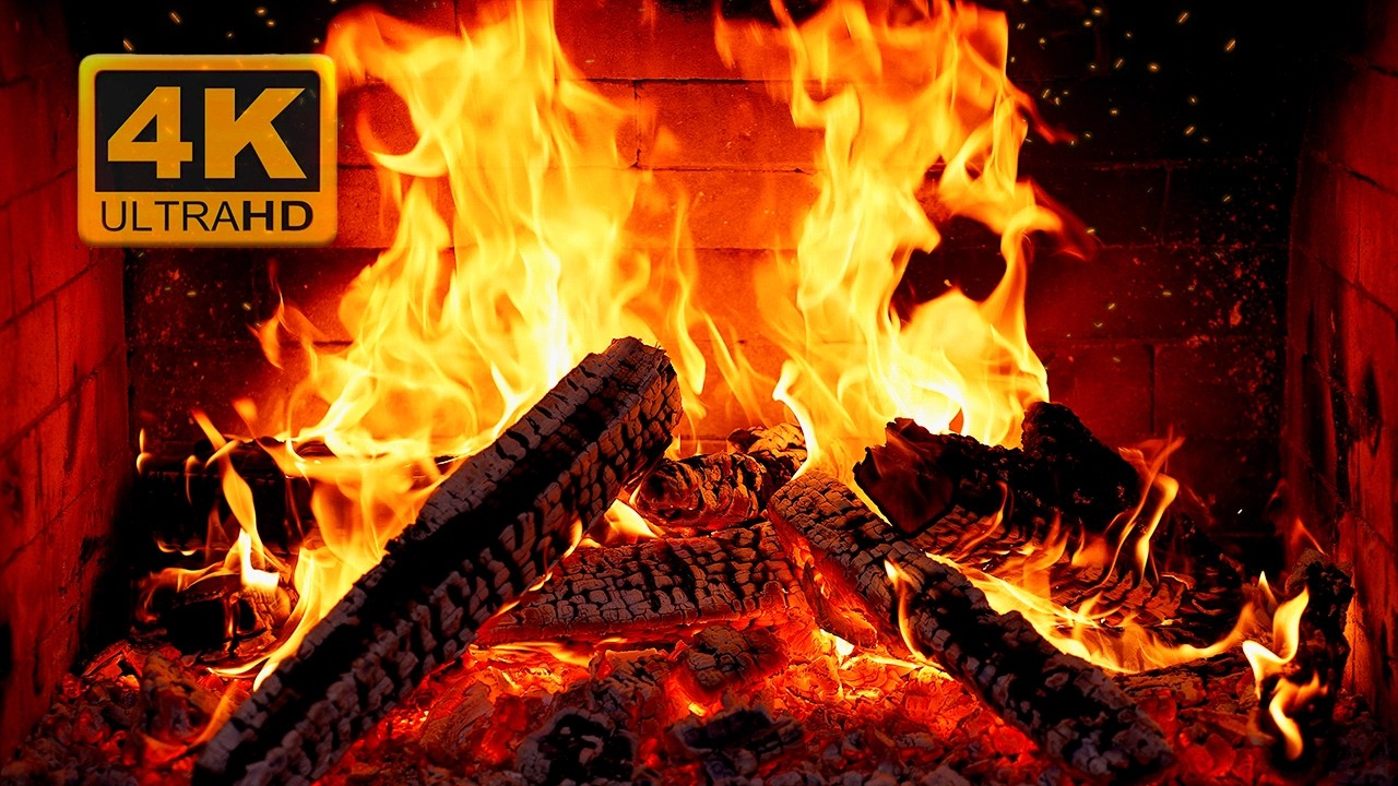 УЮТНЫЙ камин в РАЗРЕШЕНИИ 4K 🔥 Звуки потрескивания огня для ГЛУБОКОГО сна и расслабляющих ночей.