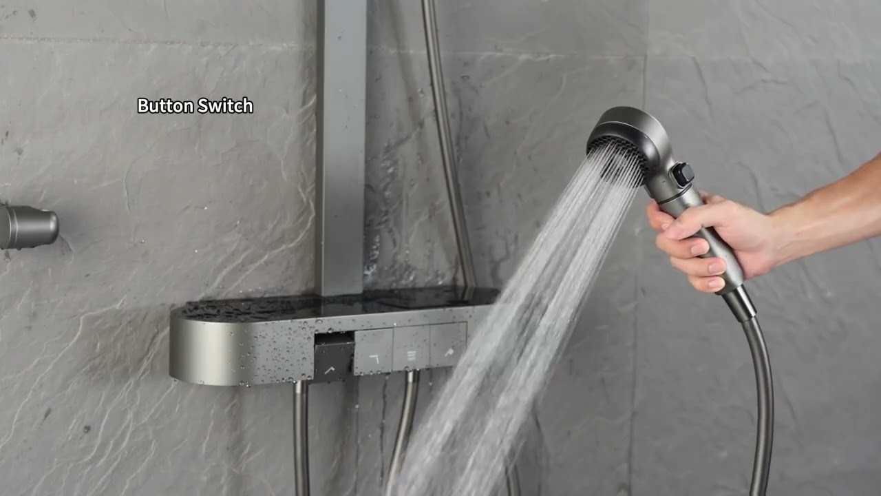 Micro bubble shower head with ACF filter for baby and pets-One button to stop