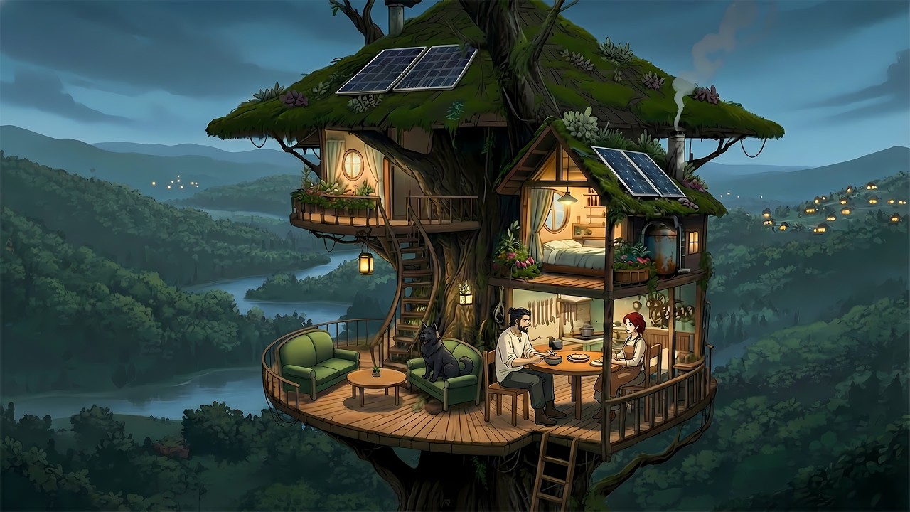 A Rainy Day Spent Together in a Tree House I Ghibli Silent Days | Ghibli-Style Video