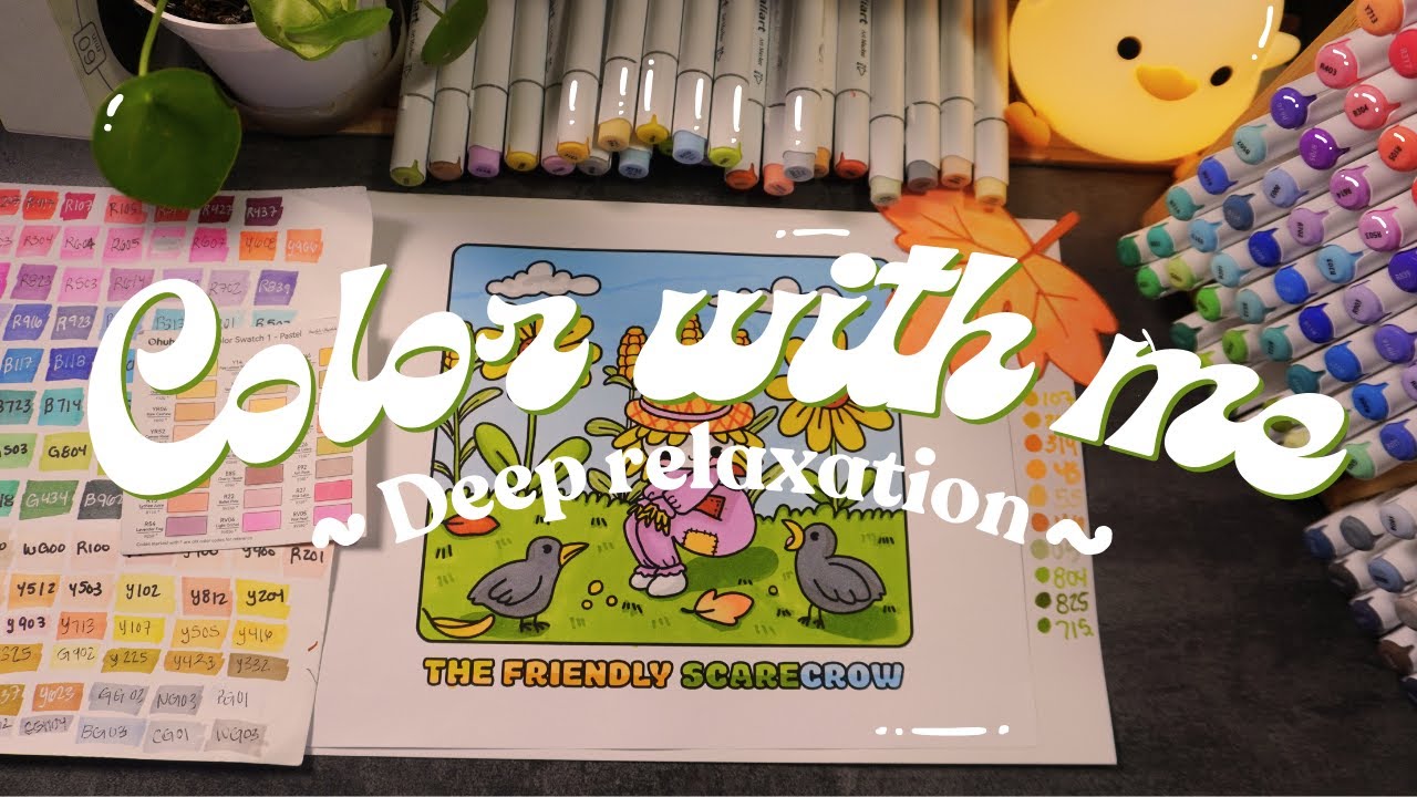 ASMR coloring with 528 HZ frequency music | Deep relaxation and Stress relief 💚