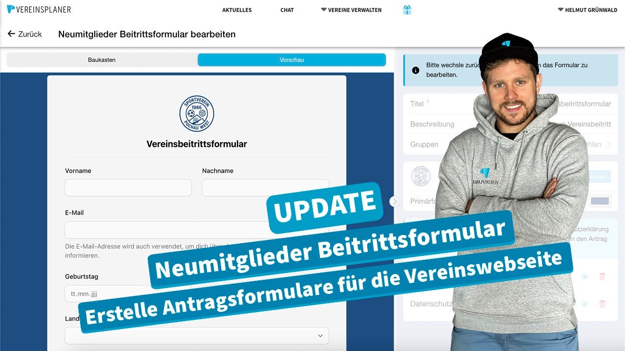 Vereinsplaner Version 3.9 – Neumitglieder Beitrittsformulare reduzieren euren Arbeitsaufwand enorm