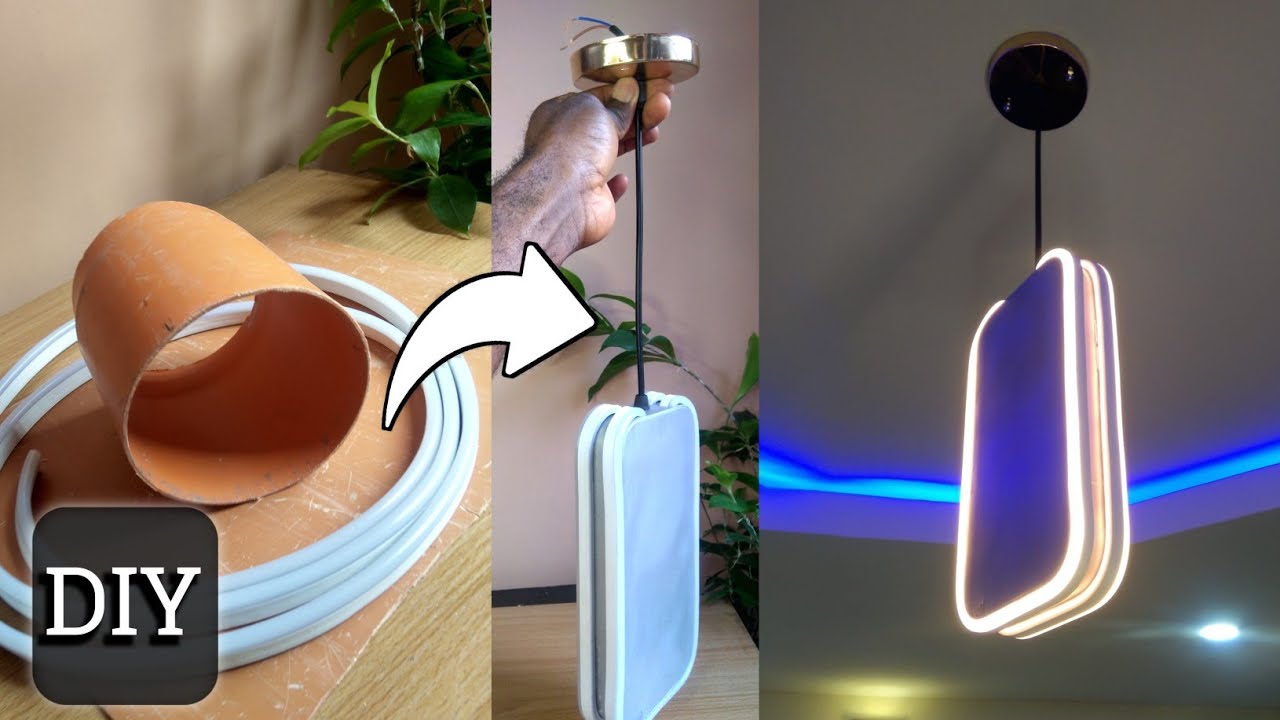 How to Make Modern Chandelier from PVC Pipe & LED Strip | Viral LED Pendant&nbsp;Light&nbsp;Idea 2025