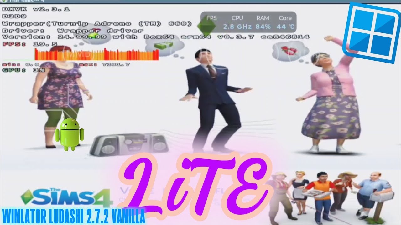 THE SIMS 4 LITE Android OUTRO MÉTODO de JOGAR | Winlator Ludashi 2.7.2