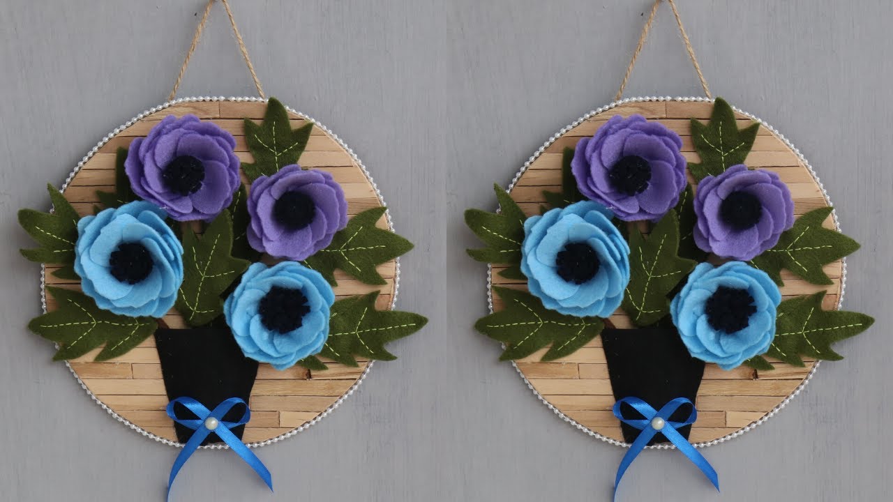 diy hiasan dinding dari stik es krim dan kain flanel | wall hanging | popsicle stick crafts ideas