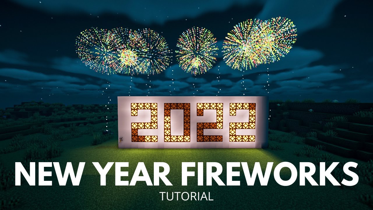 Minecraft: 2022 New year Fireworks and Lights Redstone Build Hack | Tutorial