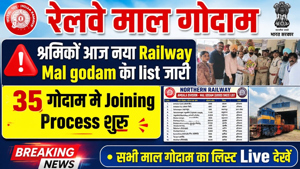 Brmgss | Brmgss Latest News | श्रमिकों Railway Malgodam 35  New List Joining Process Start Official