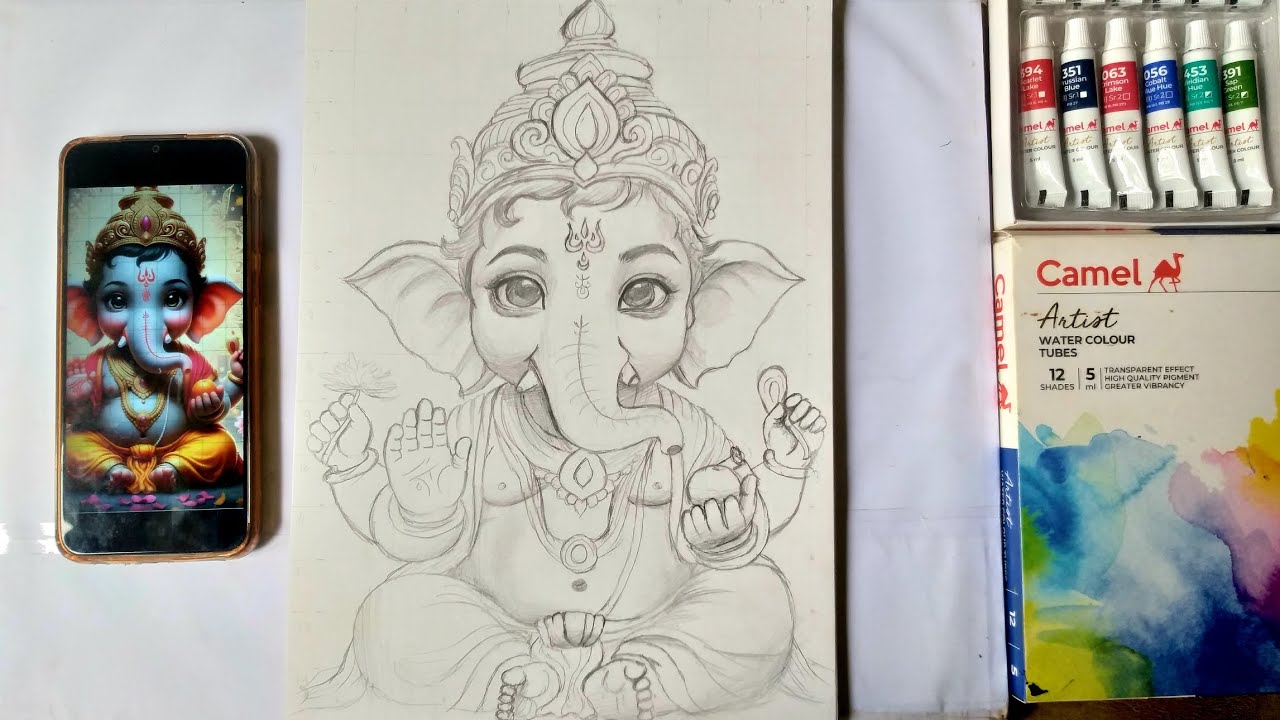 Ganesh drawing,  ganesh chaturthi special drawing, step by step 