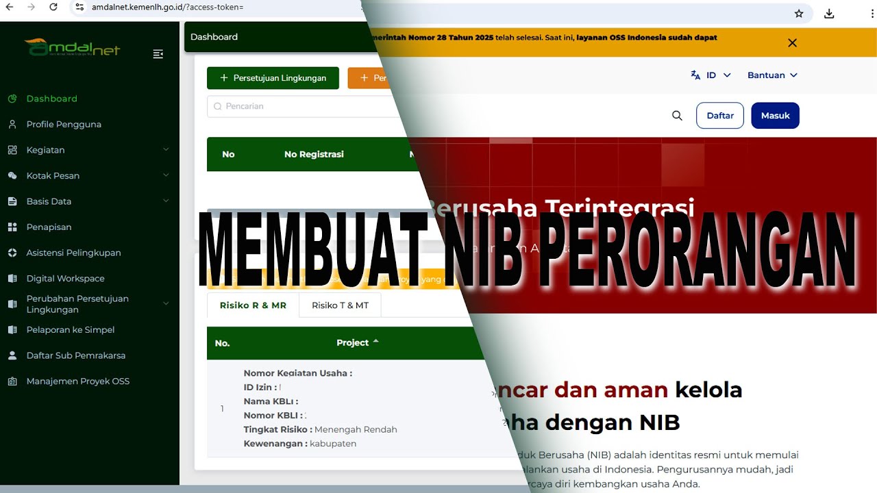 CARA MEMBUAT NIB PERORANGAN DAN PENAPISAN DI OSS