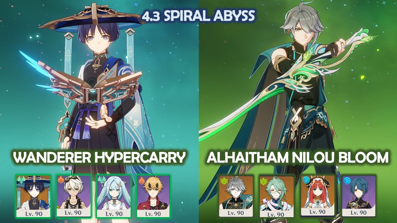 Wanderer Hypercarry & Alhaitham Nilou Bloom - 4.3 Spiral Abyss - Genshin Impact