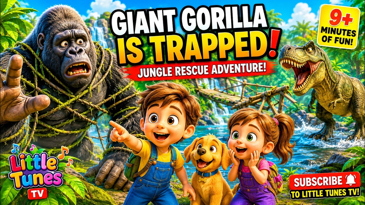 🦍Gorilla Is TRAPPED! 🦖T-Rex appear😱 Baby Leo&rsquo;s Wild Jungle Rescue Adventure |Dinosaur Story for kids