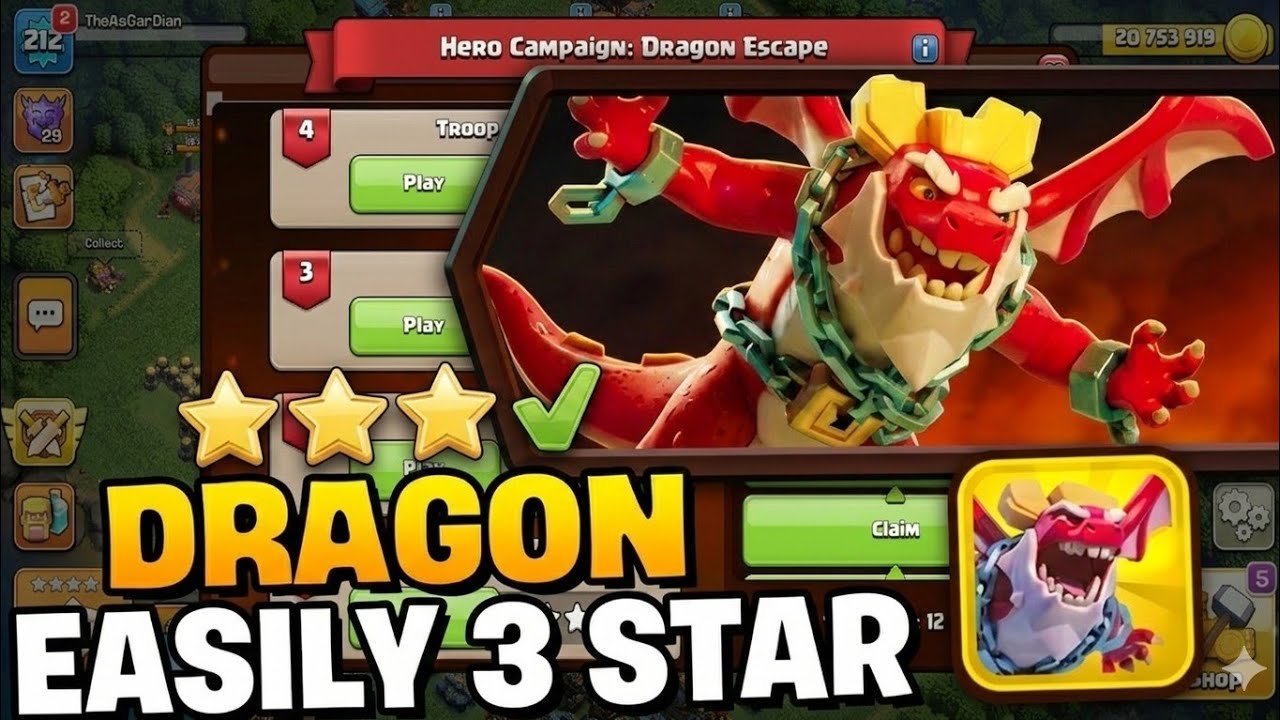 Easily 3 star new Dragon Campaign(1st 4 Challenges)