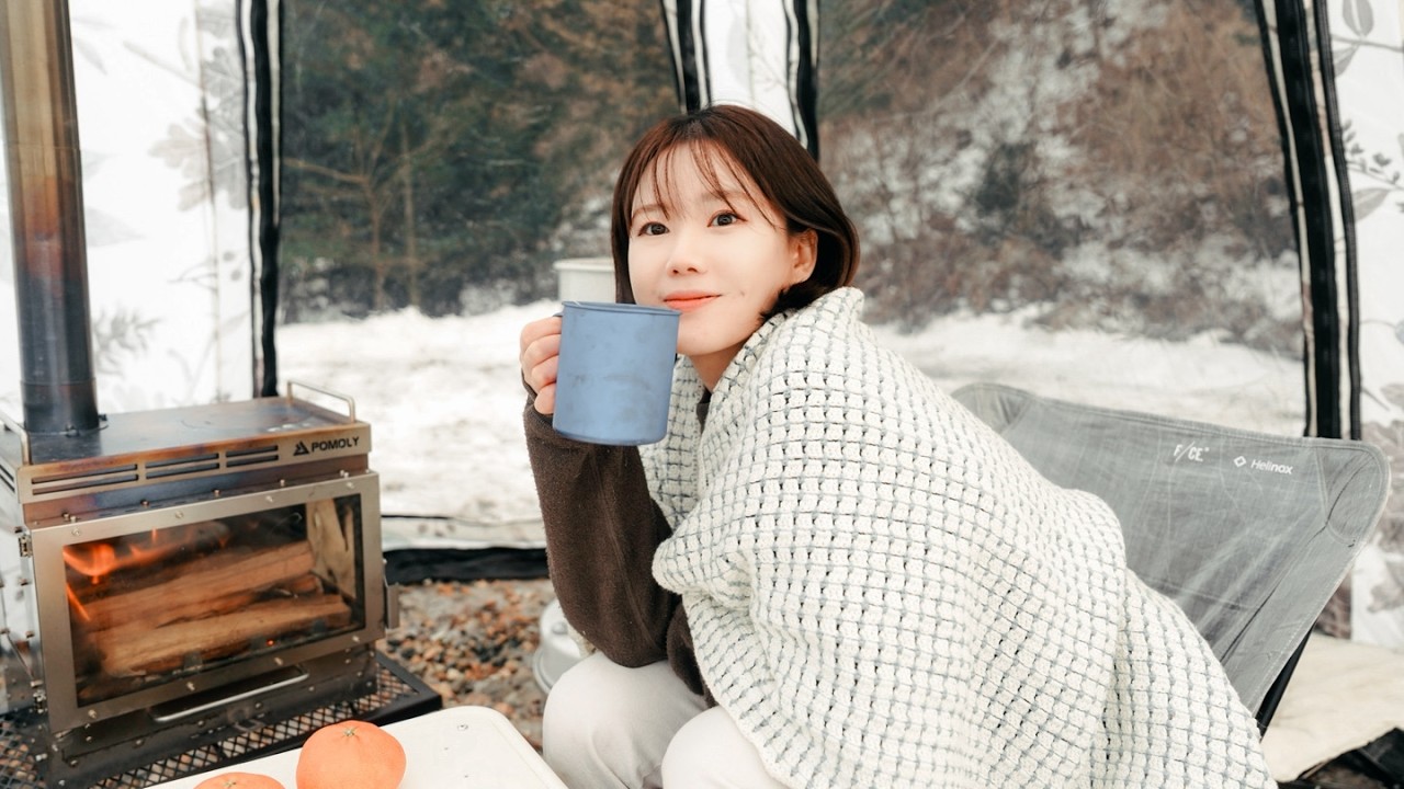 겨울 끝자락, 올해 마지막일지 모르는 눈보러 왔습니다ㅣ난로에 구운 귤과 녹차 한 잔 | 얼큰한 부대찌개