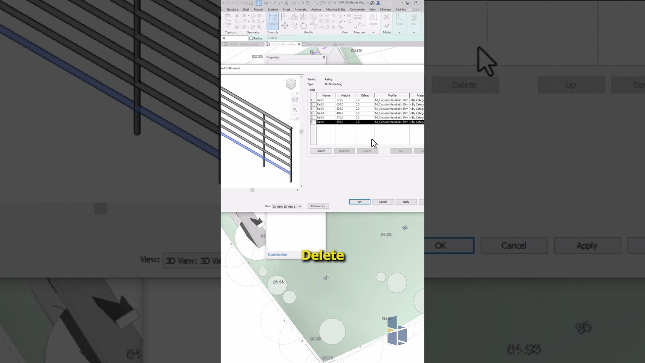 Kerb Railing in Revit Tutorial #bim #revit #architecture #revittraining #revittutorial #bimmodeling